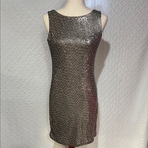 White House Black Market Shimmering Silver Mini Dress